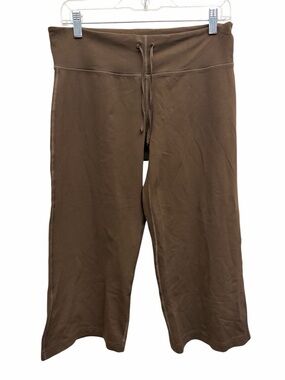 Lululemon Brown Wide Leg Pants Womens Medium Drawstring High Rise Cropped
